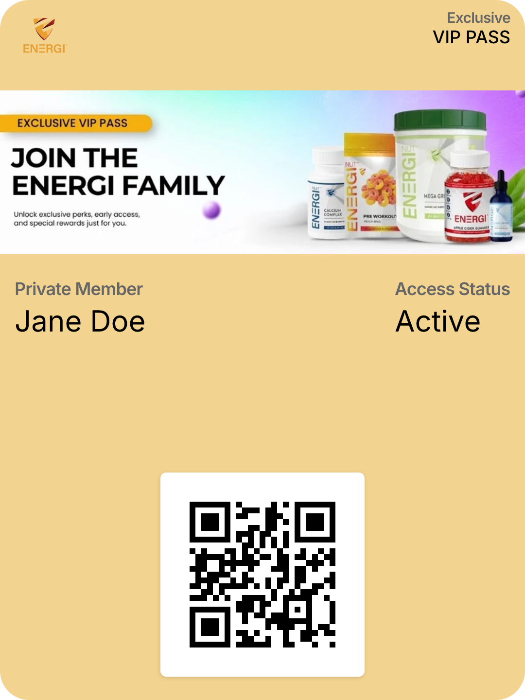 ENERGI VIP pass
